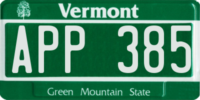 VT license plate APP385