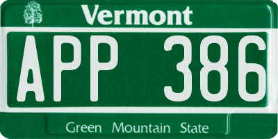 VT license plate APP386