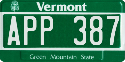 VT license plate APP387