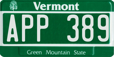VT license plate APP389