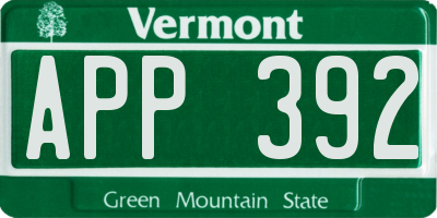 VT license plate APP392
