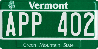 VT license plate APP402