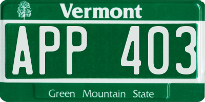 VT license plate APP403