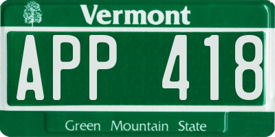 VT license plate APP418
