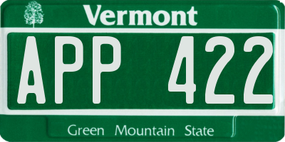 VT license plate APP422