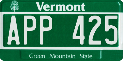 VT license plate APP425