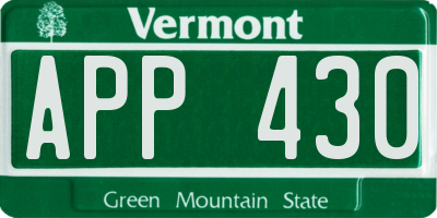 VT license plate APP430