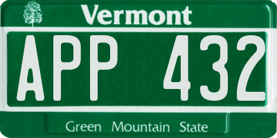 VT license plate APP432