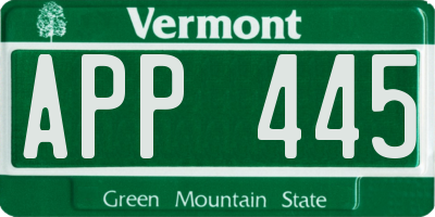 VT license plate APP445