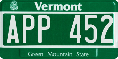 VT license plate APP452