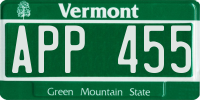 VT license plate APP455