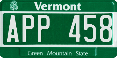 VT license plate APP458