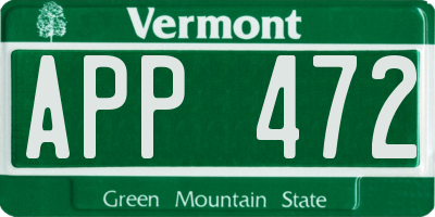 VT license plate APP472