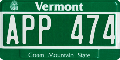VT license plate APP474