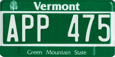 VT license plate APP475