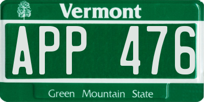 VT license plate APP476