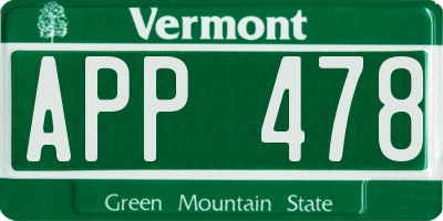 VT license plate APP478