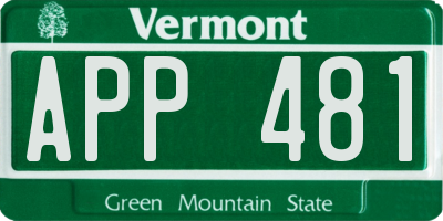VT license plate APP481