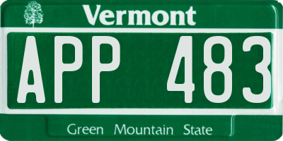 VT license plate APP483