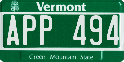 VT license plate APP494