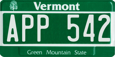 VT license plate APP542