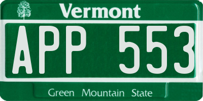 VT license plate APP553