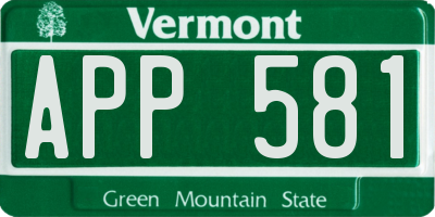 VT license plate APP581