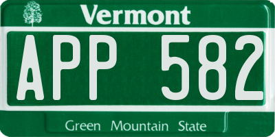 VT license plate APP582