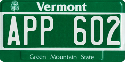 VT license plate APP602