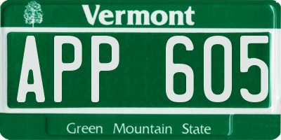 VT license plate APP605