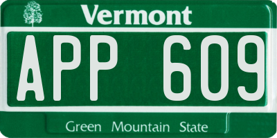 VT license plate APP609