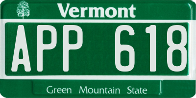VT license plate APP618