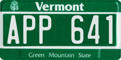 VT license plate APP641