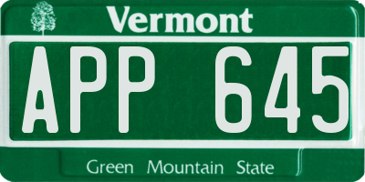 VT license plate APP645