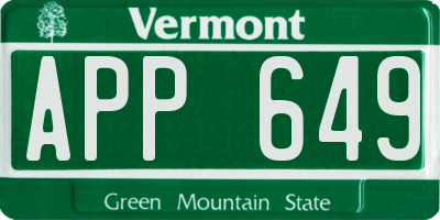 VT license plate APP649