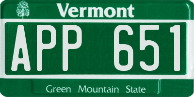 VT license plate APP651