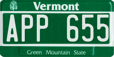 VT license plate APP655