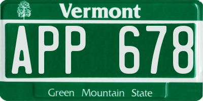 VT license plate APP678