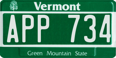 VT license plate APP734