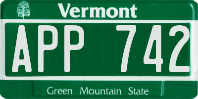 VT license plate APP742