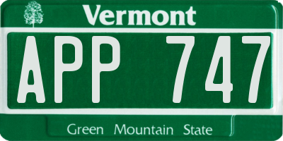 VT license plate APP747