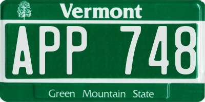 VT license plate APP748