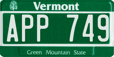 VT license plate APP749