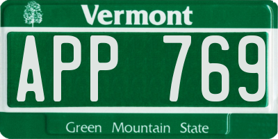 VT license plate APP769