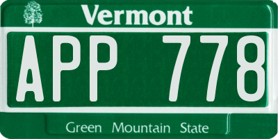 VT license plate APP778