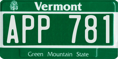 VT license plate APP781