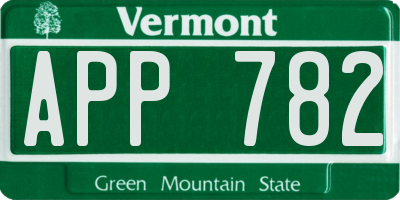 VT license plate APP782