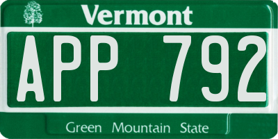 VT license plate APP792