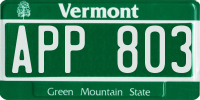 VT license plate APP803