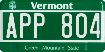 VT license plate APP804